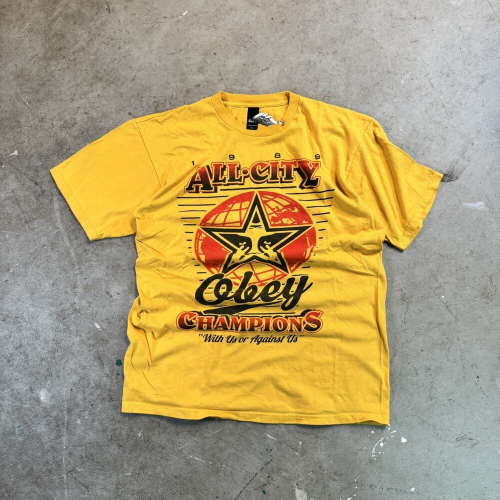 Obey All City Champions T Shirt Mens Large Streetwear Graphic Logo